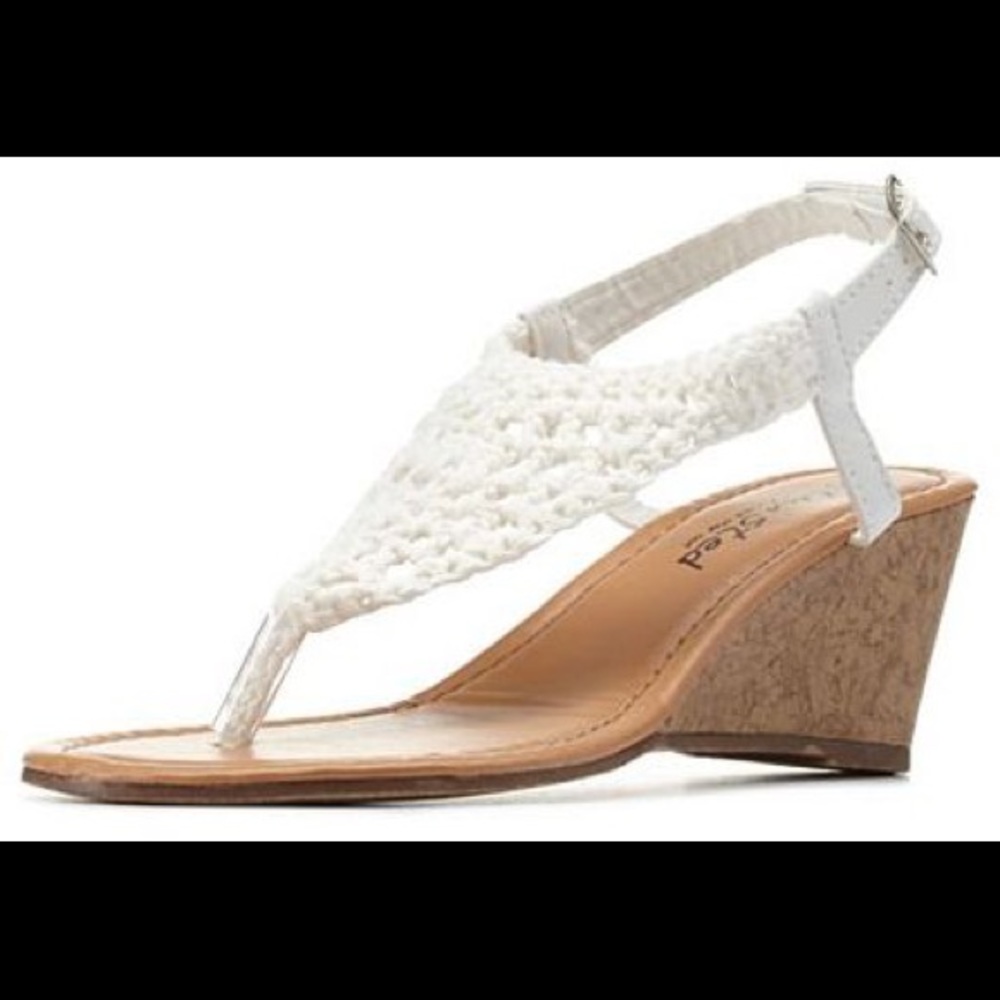 Charlotte Russe Twisted Crochet Thong Wedge Sandal